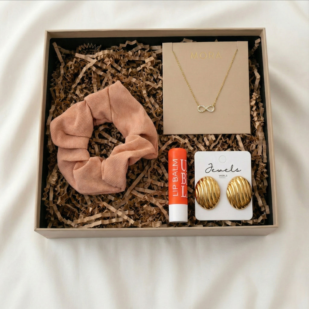 Golden Hour Premium Jewelry Box: Κολιέ Infinity & Vintage Earrings