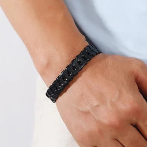 Vintage Punk Leather Bracelet – Ανδρικό Βραχιόλι από Δέρμα & Μέταλλο