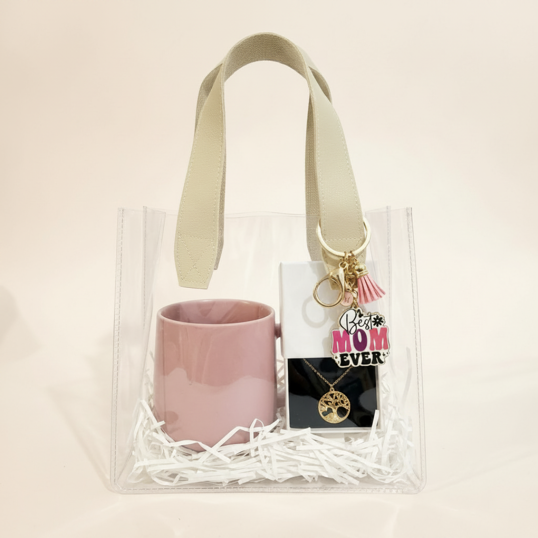 Sweet Mom Δώρο Γιορτής της Μητέρας | Σετ με Ροζ Κούπα, Κολιέ & Μπρελόκ | Fifibox