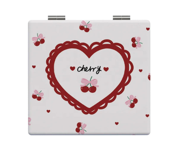 Cute Cherry Mirror – Δερμάτινο Καθρεφτάκι Τσάντας με Σχέδιο Κεράσι