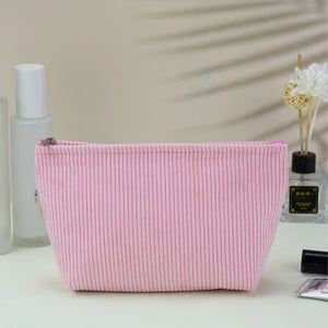 Soft Corduroy Makeup Bag – Κοτλέ Νεσεσέρ Καλλυντικών σε Pink Pastel